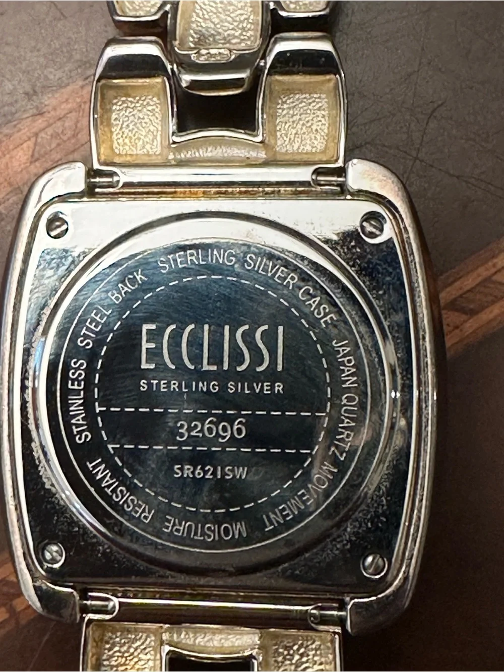 💜 SOLID SILVER Ecclissi 925 Sterling Silver Case & Band Quartz Watch 35mm